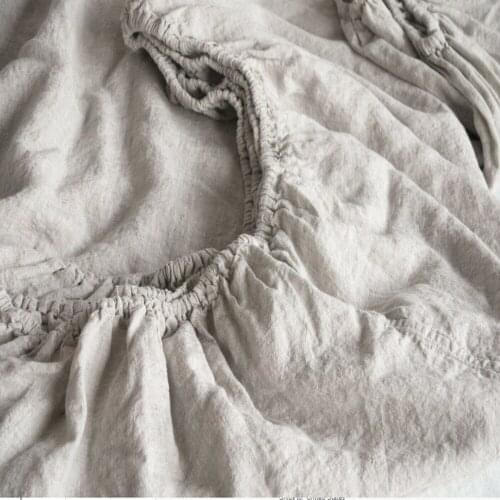 French Linen Sheet Set queen Size Washed Flax Pure Bed Sheets Children Fitted Sheets Bedcover 72"x84"x17"