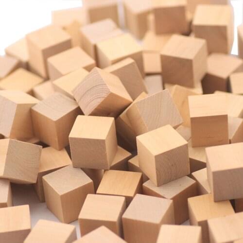 25mm/20mm /30mm Wooden Cube Blocks For Wood Craft DIY Stamp Castle Teaching Aid for Childrens Educational Toys 50Piece