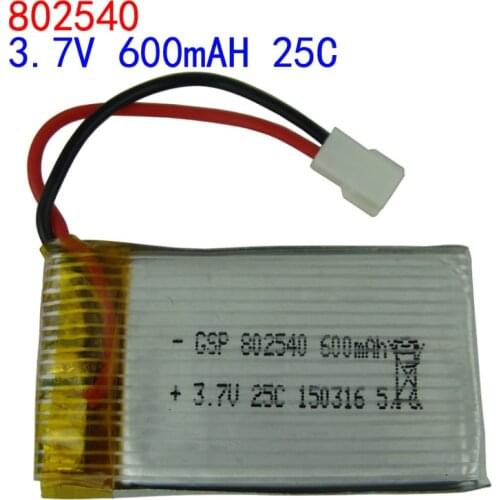 Lipo Battery 3.7V 600mAh 25C 802540 For Syma X5C X5SW ZK905 M68 Remote Control Aircraft li-po Battery 3.7 V 600 mAh XH Plug