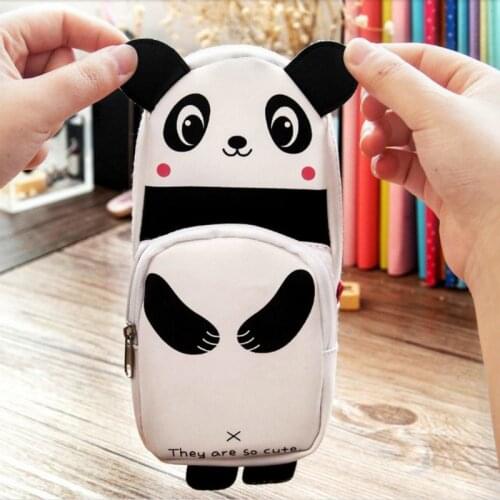 1PC Kawaii PU Cartoon Panda Pencil Cases Bags Pouch Cute Pen Box Kids Gift Office School Stationery Supplies 04852