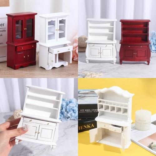 Miniature Kitchen Cabinet Cupboards with Drawer 1/12 Dollhouse Furniture Toy Closet Furniture Accessories