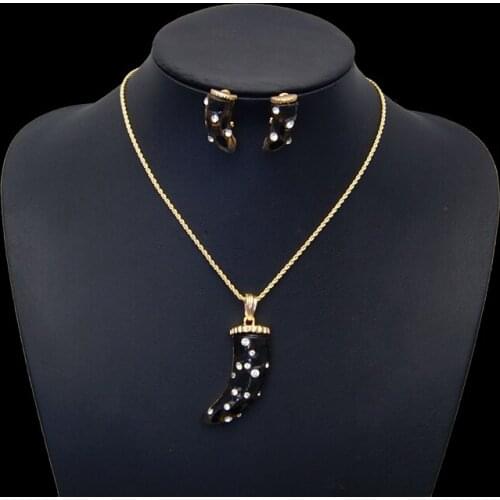 Yulaili Fashion Wedding Jewelry Set Gold Color Women Round Pendant Necklace Earrings Black Dress Accessories Drop Jewelry Set