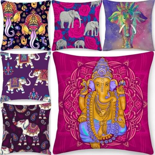 Ganesa Cushion Cover Elephant Pattern Pillowcase Sofa Chair Decor Trow Pillow Cover Bedside Home Decoration