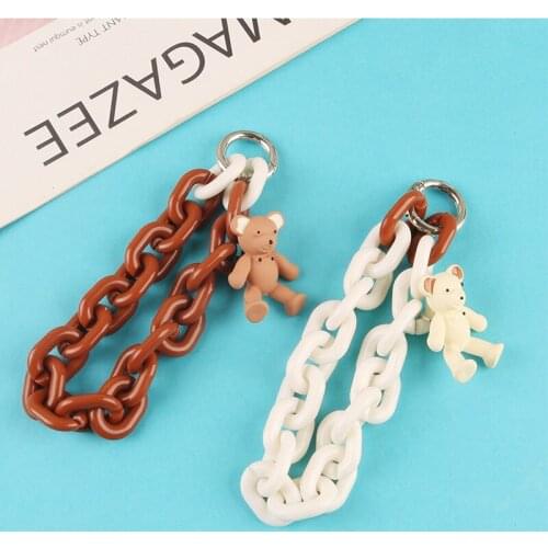 New Cute Sitting Bear Keychain Lovely Cartoon Bead Doll Pendant Keyring for Women Couple Backpack Airpods Key Chains