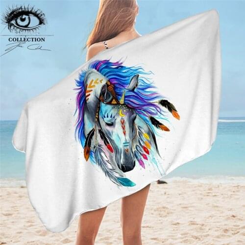 Pferd by Pixie Cold Art Bathroom Towel Microfiber Bath Blanket Colorful Horse Animals Beach Towel Watercolor Owl Tiger toalla