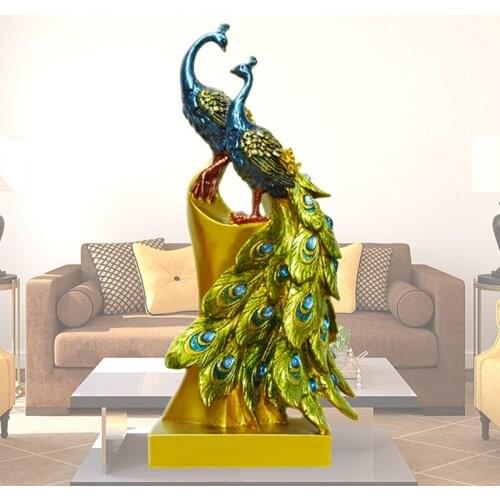 1Pc Peacock Ornament Creative Stylish Chic Fashion Resin Craft Adornment Peacock Home Decoration Ornament