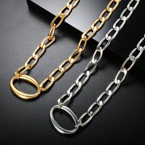 Stainless Steel O-Shaped Thick Link Chain Necklace Punk Hip Hop Heavy Necklace For Men Women Rock Jewelry