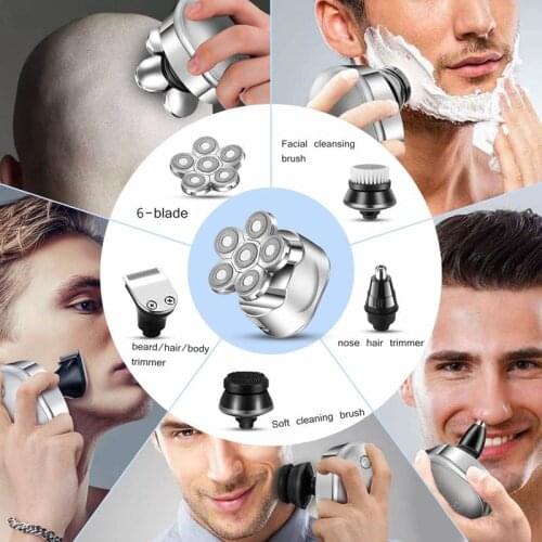 Rechargeable Electric Shaver Hair Clipper Nose Ear Trimmer Men Facial Cleaning Brush 6 in 1