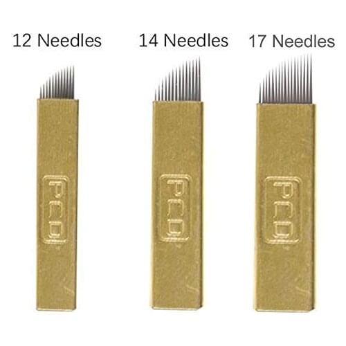 Permanent Eyebrow Makeup Manual Tattoo Bevel Blades 12 Needles for microblding pen tattoo needles 100 pcs/lot