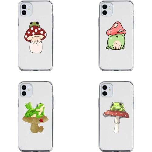 Mushroom Frog Lovely Phone Case New Fashion Cover Transparent for Iphone 12 Mini 11pro Max Se2020 6 6s 7 8plus X XS XR Xsmax