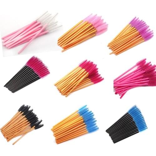 NEWCOME All Colors 20/50 PCs/Pack Eyelash Extension Makeup Brush Applicator Wands Eye Lashes Makeup Tools