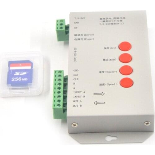 T1000S SD Card Pixels Controller LED RGB controller for WS2801 WS2811 WS2812B LPD6803 LED 2048 DC5~24V