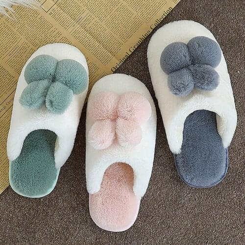 Winter Fur Women Home Slippers Cute Rabbit Winter Warm Faux Fur Ladies Slides Indoor Bedroom Flats Women Furry Slippers