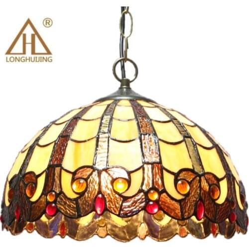 Tiffany Pendant Lights flower LED Stained Glass pendant lamp suspension luminaire Color Glass Living Room Hang Lamp