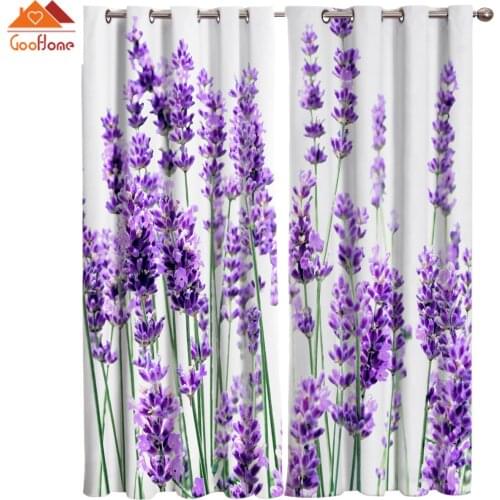 Lavender Plant Flowers Window Curtains Living Room Outdoor Fabric Drapes Curtain Home Decor
