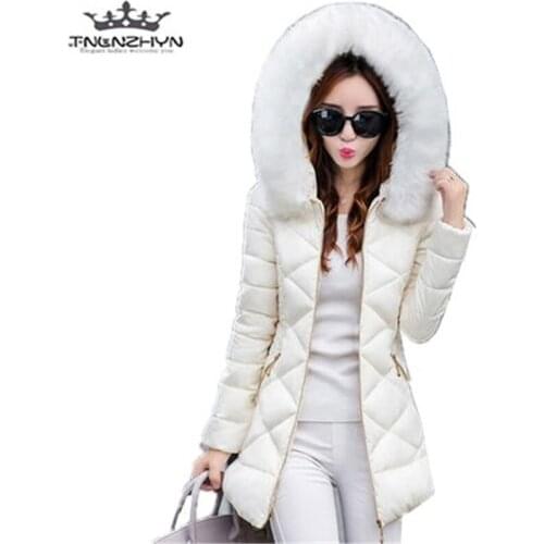 Tnlnzhyn 2019 New Autumn Winter Women Coat Faux Fur Collar Hooded Down Cotton Jacket Coat Female Warm Cotton Jacket Y529