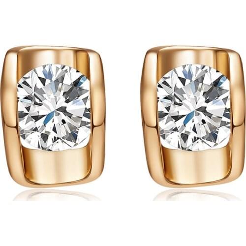 Love & Annie Cute Earing Copper Gold Color Water Drop Clear Cubic Zirconia Women Stud Earrings Gift Fashion Jewelry