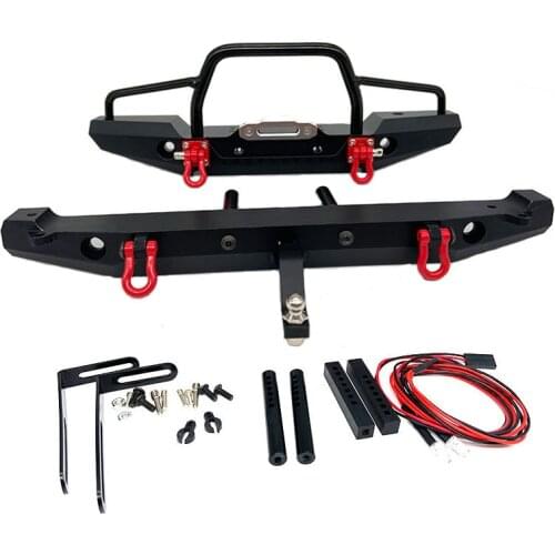 1:10 RC Rock Car Metal Front/Rear Bumper with Led Light for Axial SCX10 90046 90047 TRX-4 RC Crawler Accessories