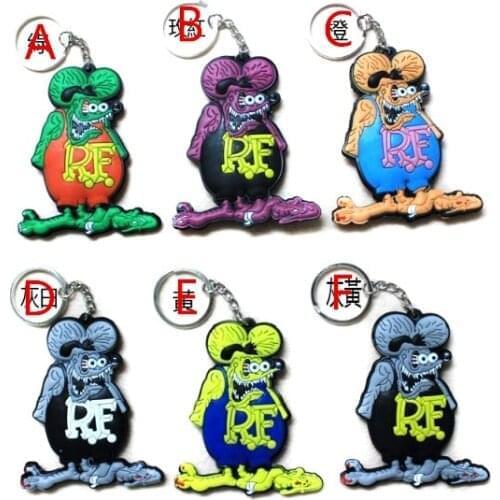 1PC RF ratfink rat fink mooneyes mouse pvc plastic keychains keychain for men wholesale