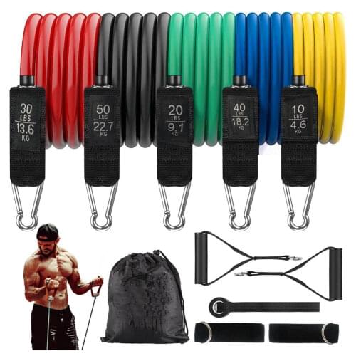 11 Pcs Exercise Resistance Band Adjustable Latex Pull Up Resistance Band Home Gym Workout Band for Home Gym Strength Training