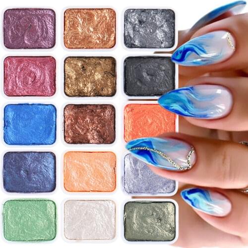 6/12pc Blooming Paints Watercolor Powder For Nails Abstract Nail Art Pigment Magic Pearl Chrome Polish Manicure Glitter BE1838-2