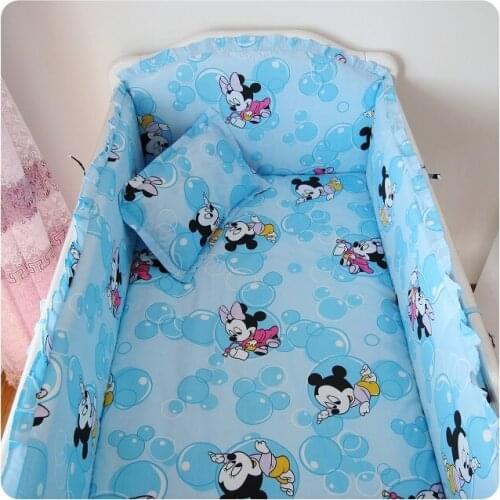 6PCS Cartoon Customize baby bedding baby bedding triangle set cama bebe (4bumpers+sheet+pillow cover)
