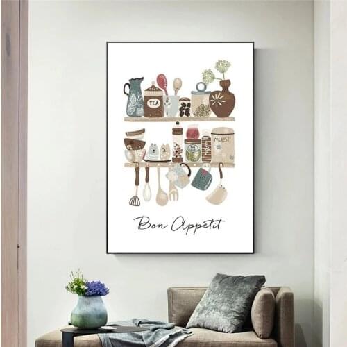 Home Decoration Tableware Canvas Painting Wall Art Nordic Poster Print Modern Print Painting Quotes Wall Pictures for Kitchen
