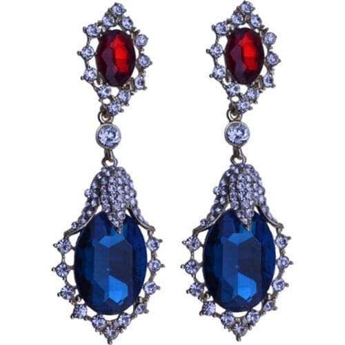 Elegant Trendy Luxury Royal Crystal Wedding Earrings With Stone plant Pendant earring Rhinestone Party Long Earrings For Women