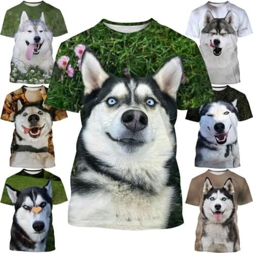 Newest 3D Printing Men Women T-Shirt Husky Dog T Shirts Funny Short Sleeve Casual T-shirt Interesting Animal Tees Tops