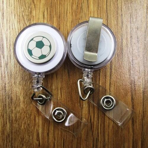Soccer ID Badge Reel gift for him/her friend family retractable recoil id badge holder work fun