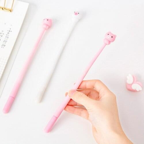 24 Pcs Creative Cartoon Silicone Rod Powder Fat Pig Gel Pen Student Office Stationery Gel Pen Wholesale