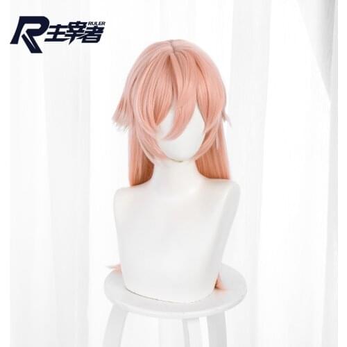 Hot Game Genshin Impact Yan Fei Yellow-pink Highlights Gradient Pink-white Hair Halloween Party Cosplay Wig