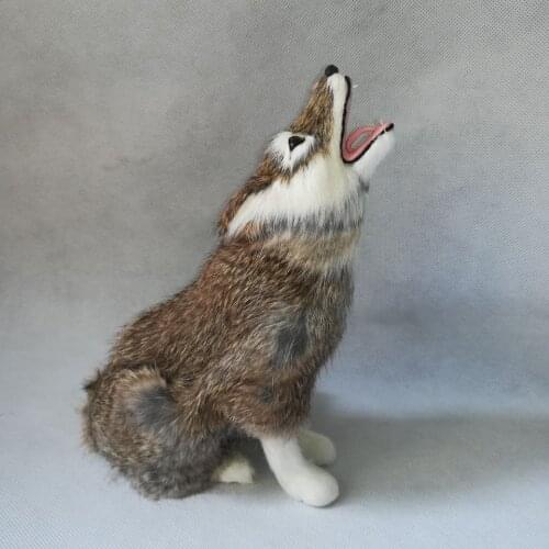 Real life toy squatting wolf 20x13x23cm toy model polyethylene&furs wolf model home decoration props ,model gift d1070