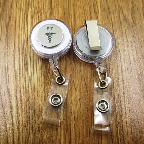 PT ID Badge Reel for Docter Nurse Teacher Student retractable recoil id badge holder office work fun