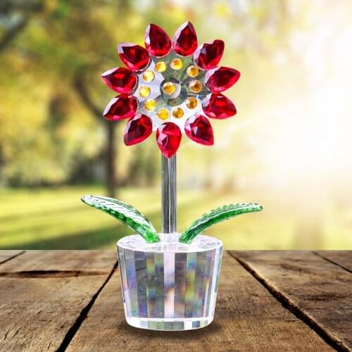 Crystal Flower Dreams Sunflower Figurine Window Suncatcher Glass Ornament Paperweight Wedding Aesthetic Home Decor Collect Gift