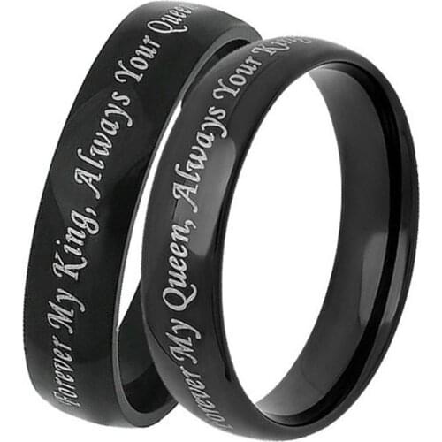 Fashion Lovers Rings Forever My King Always Your Queen Promise Couple Rings Match Jewelry Valentines Day Gift