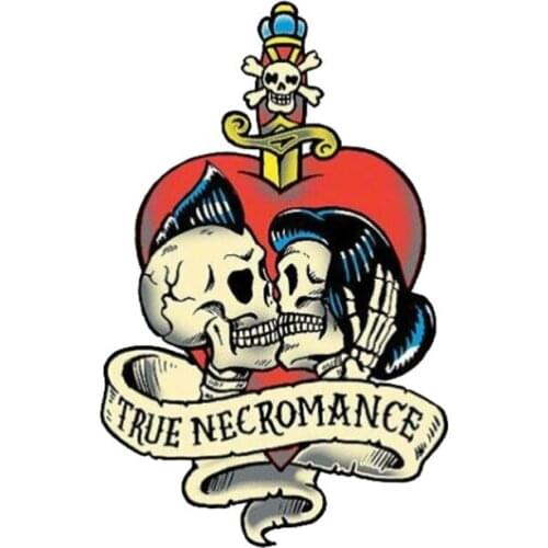 Creative TRUE NECROMANCE HEART DAGGER SKELETONS Car Styling Decoration Waterproof Sunscreen Cartoon Protector Decal KK13*8cm