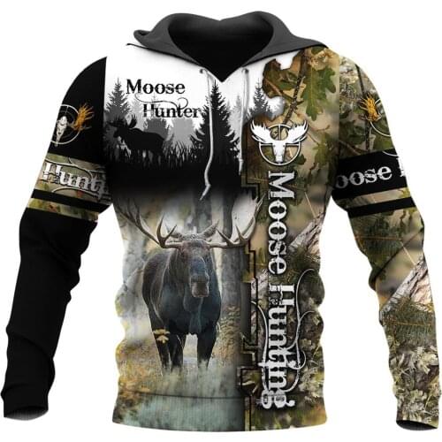 Moose Hunting Camo 3D Print Hoodies men/women Harajuku Fashion Hooded Sweatshirt Autumn Hoody Casual streetwear hoodie SL-058