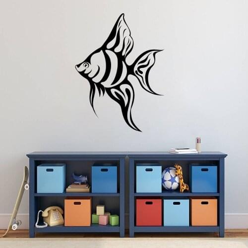 Angel Fish Silhouette Wall Sticker Decal Animal Educational Sticker Home Bedroom Wall Art Decoration A00802