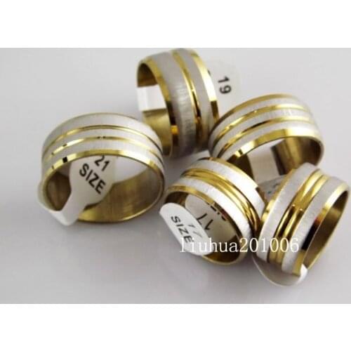 Wholesale - 30 pcs 10mm Drawbench Gold Tone Stainless Steel Ring