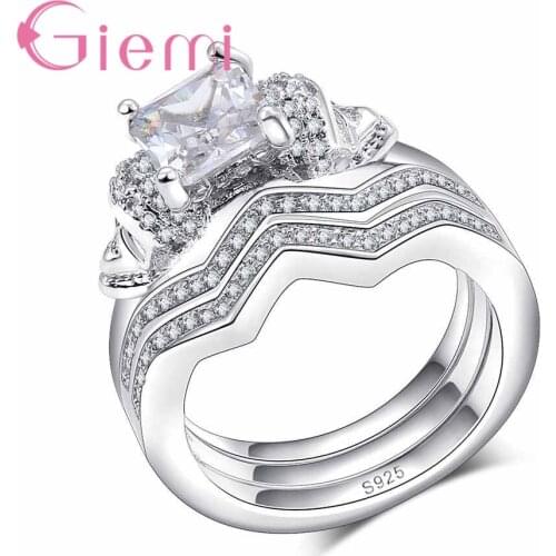 Wholesale High Quality 925 Sterling Silver Moving Geometric Pattern Square Crystal Ring Proposal Party Accessories