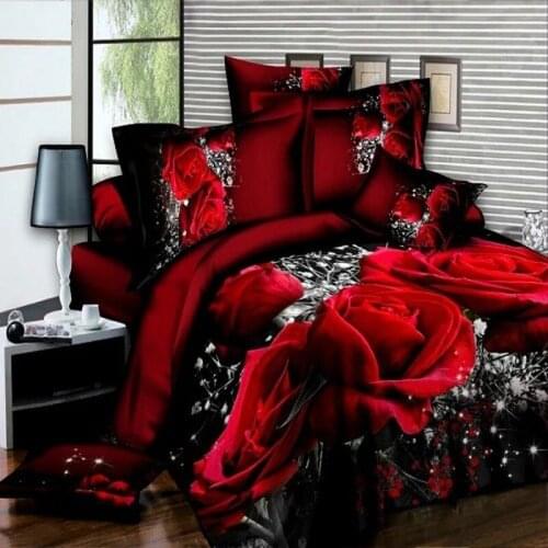 2020 Luxury 3d Bedding Bedclothes Double size Rose Flower 4 Pcs /Set King Size Duvet Cover Sheet Pillowcase BedLinen Quality 86