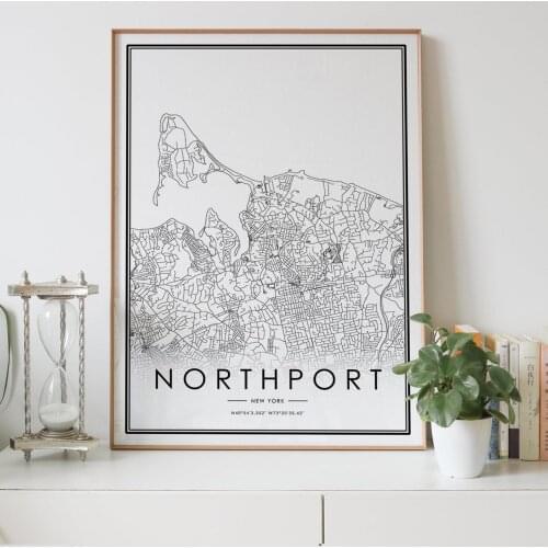 Northport New York NY USA city map Nordic Living Room Decoration Canvas Poster Modern Home Decor Art Print Painting