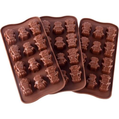 12 Holes Robot Shape Chocolate Mold Non-Stick Fondant Pudding Cake Mould Diy Cake Decoration Baking Tray Kitchen Accessories New