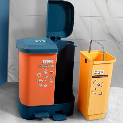 Modern Large Recycling Trash Can Cover Europe Cube Storage Bins Dustbin Eco-Friendly Rangement Cuisine Trash Bag Holder ED50TC