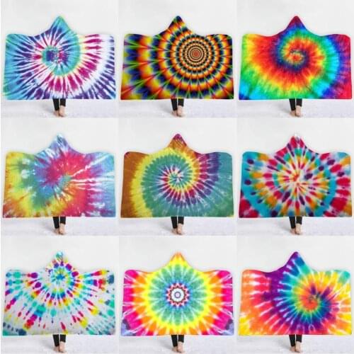 3D Printed rainbow Cartoon Magic Super Soft Cozy Hooded Blanket In Cap Warm Blanket for Couch Throw Travel Blanket Dropship