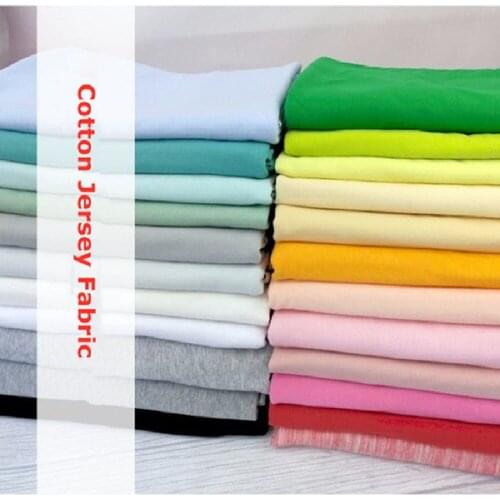 1 Meter 100% Cotton Jersey Fabrics Solid Single Knitted Tissue Patchwork Printed Plain Thin Cloth for Sewing Clothing Dress DIY