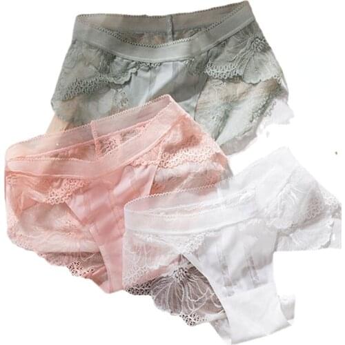 3pcs Sexy Lace Panties for Women Underwear Fashion Panty Lingerie Breathable Hollow Out Briefs Low-Rise Panties Female Underwear