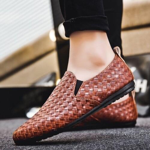 Topvivi loafers shoes 2021 new fashion Brand High Quality Men Summer Male Soft Men Casual Shoes Leather mens woven shoes