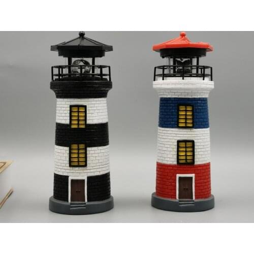 Solar Rotating Lighthouse Outdoors Solar Resin Windmill Garden Light Tower Decoration Garden Lawn Landscape Lamp